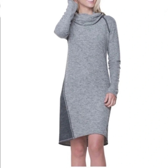 Kuhl Dresses & Skirts - Kuhl Nova Dress Long Sleeve Cowl Neck Wool Blend Outdoors Gray XS
